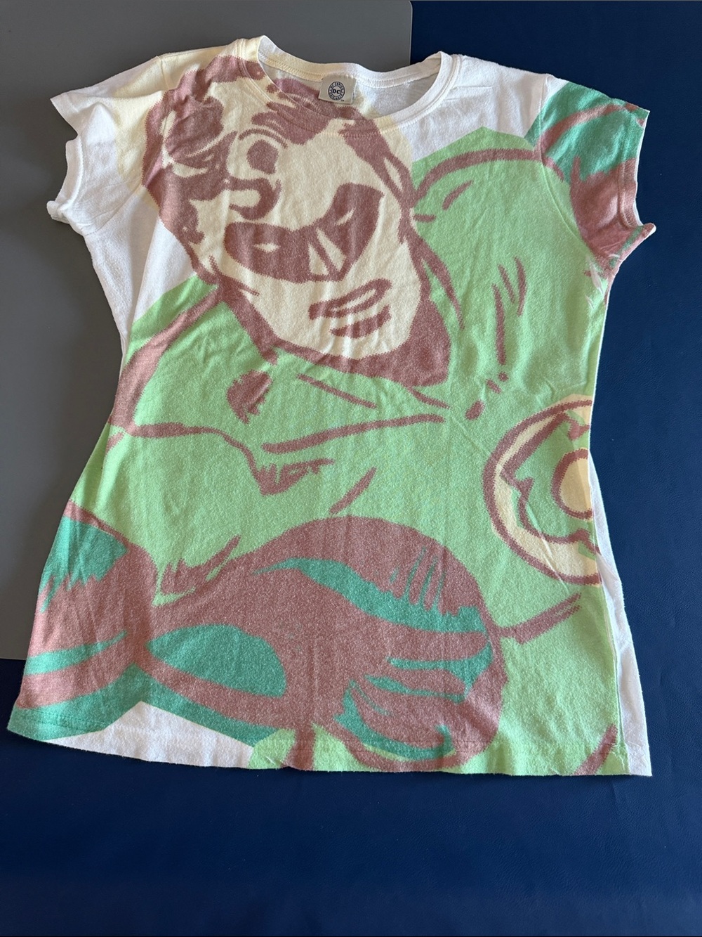 Women’s Graphic Tee - Mint & Pink Cartoon Print